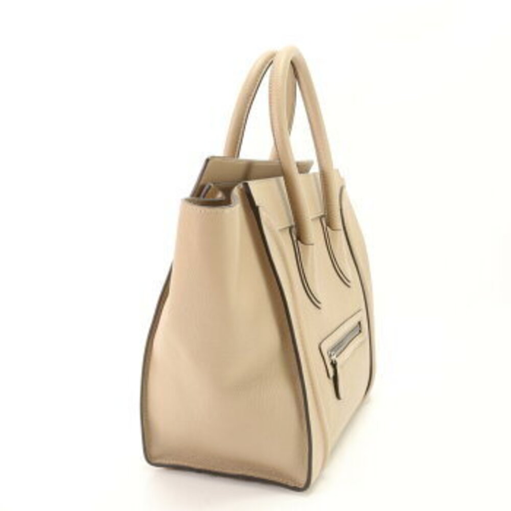 Celine Beige Luggage Handbag Leather Tote Shopper Tan - Picture 4 of 14